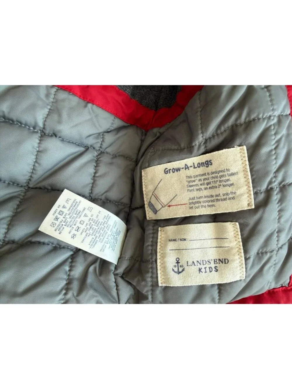 Lands End Boys Snowsuit Size 2T Grow A Longs Hooded Insulated Coat & Snow Pants